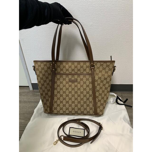 Gucci(グッチ)のGUCCI 388929 トートバッグ ベージュ×ダークブラウン レディースのバッグ(トートバッグ)の商品写真