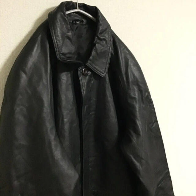 90s 本革 ラムレザーコート レザージャケット ブラック ビック 