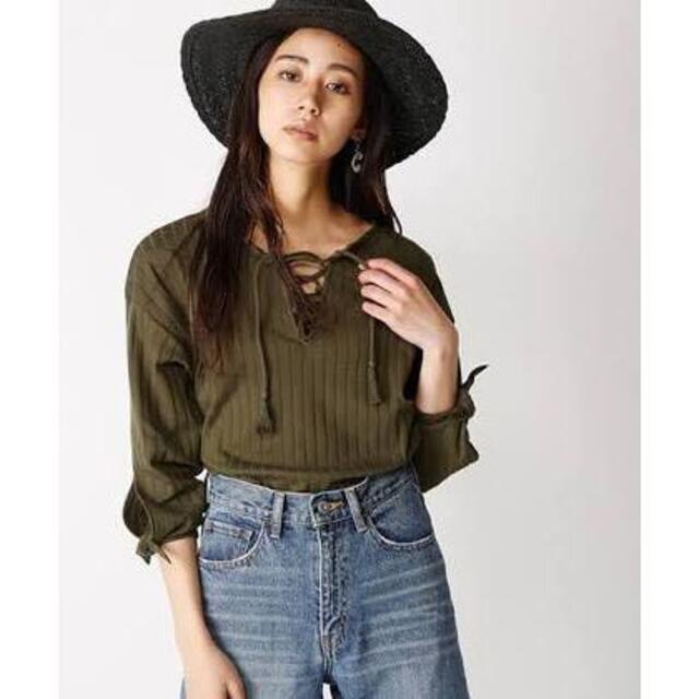 moussy(マウジー)の未使用 MOUSSY マウジー  LACE UP RIBBON TOP 長袖 レディースのトップス(Tシャツ(長袖/七分))の商品写真