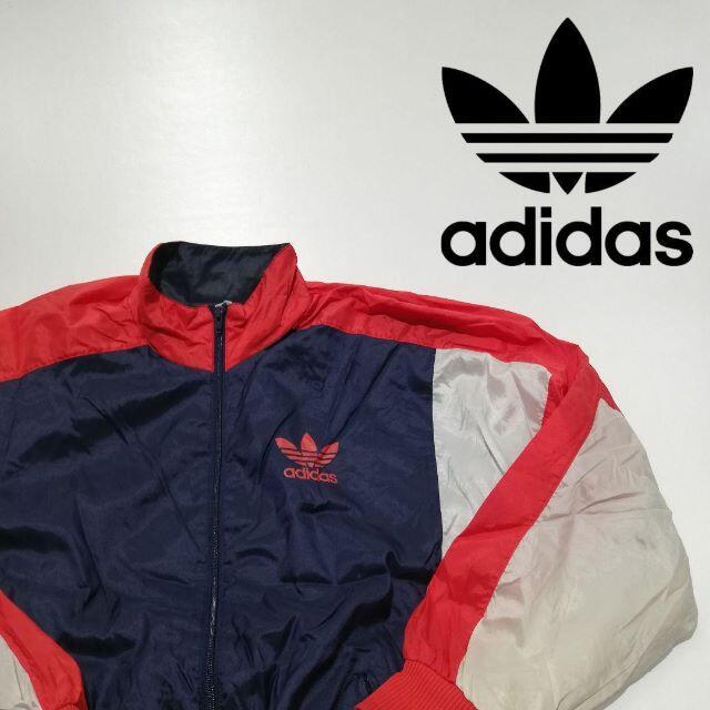 adidas - adidas アディダス ナイロンジャケット 80年代 紺×赤 adidas - adidas アディダス ナイロンジャケット 80年代 紺×赤