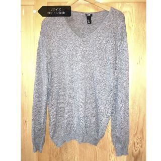 エイチアンドエム(H&M)のLサイズ　H&M　コットンVネックカットソー(Tシャツ/カットソー(七分/長袖))