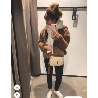 ザラ(ZARA)のzara ザラ ボアジャケット　brown L(ブルゾン)