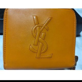 サンローラン(Saint Laurent)のサンローラン　レザー　2つ折り　財布　オレンジ(財布)