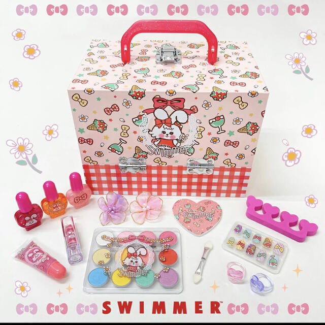 SWIMMER(スイマー)のswimmer バニティメイクボックス　お化粧セット　ピンク　リボン　うさぎ　 キッズ/ベビー/マタニティのこども用ファッション小物(その他)の商品写真