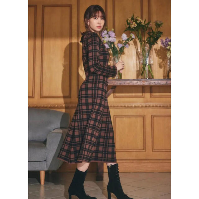 ひざ丈ワンピース SNIDEL - Her Lip to Check Jacquard Knit Dress