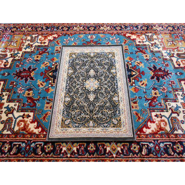 高密度、立体柄！本場 イラン産 絨毯！60×90cm‐35001