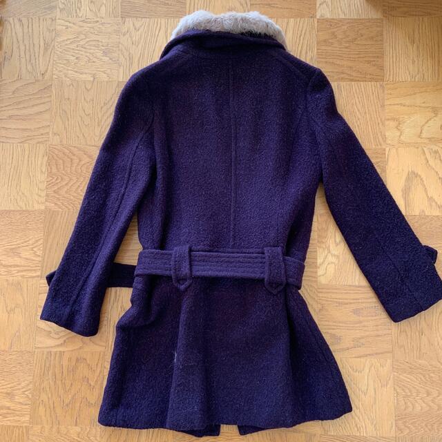 コート　紫　ファー付　クリーニング済 レディースのジャケット/アウター(毛皮/ファーコート)の商品写真