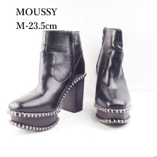 マウジー(moussy)のMOUSSYマウジー*レザーブーツ*厚底*M-23.5cm*EB0504(ブーツ)