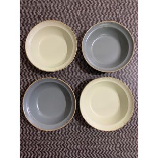 ラインボウル4枚 ベージュ+グレー 中鉢 和洋食器 美濃焼 オシャレ カフェ風(食器)