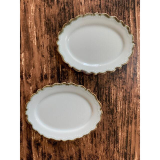 洋食器オーバル白2枚小皿 美濃焼オシャレ 磁器カフェ風 楕円デザート皿 副菜皿(食器)