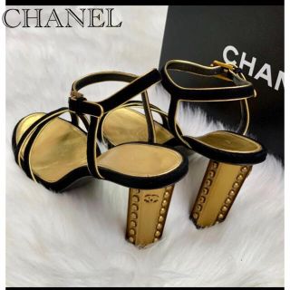 シャネル(CHANEL)のCHANEL ヒール/ロゴ/黒金/ココマーク/ピンヒール/ハイヒール(ハイヒール/パンプス)