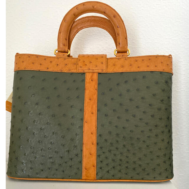 リアル 新品フランス製 オーストリッチ 2ウェイバッグ ショルダー