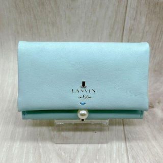 ランバンオンブルー(LANVIN en Bleu)の正規品★未使用に近い★LANVIN カードケース　二つ折り　グリーン(コインケース/小銭入れ)