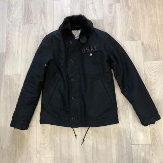 アルファインダストリーズ(ALPHA INDUSTRIES)のleeXアルファインダストリーズ最終値下げN1デッキジャケットブラックSサイズ(ミリタリージャケット)