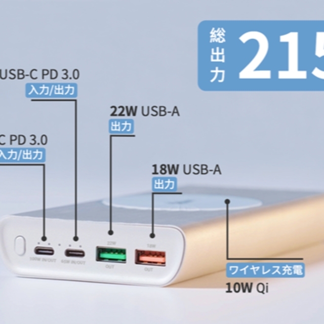 PD 100W 26Ah　高速大容量モバイルバッテリー　充電器付き　新品　未開封スマホ/家電/カメラ