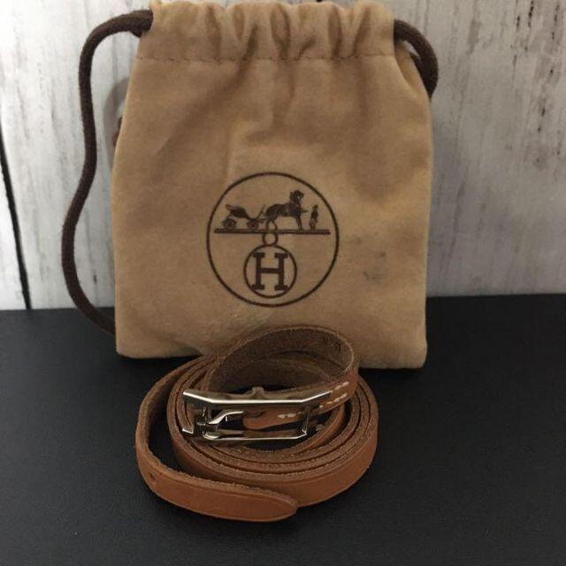 【美品】HERMES エルメス　ブレスレット　ブラウン　保存袋付き　レザー