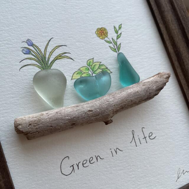 シーグラスアート NO.71 『Green in life』