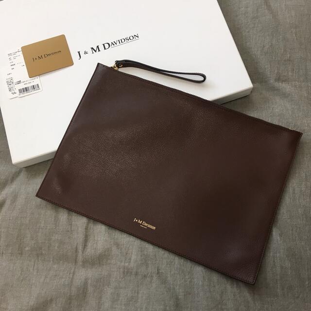 J&M DAVIDSON グレインレザー クラッチバッグ ブラウン ¥58300-