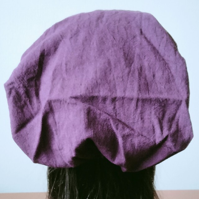 【19】医療帽子　ケア帽子　バンダナキャップ〈グレープ:麻(リネン)〉 レディースの帽子(ニット帽/ビーニー)の商品写真
