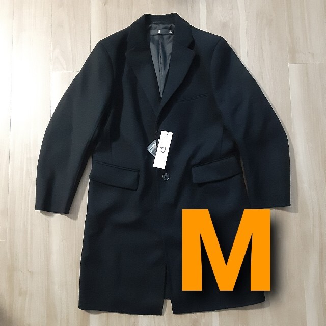 ユニクロ UNIQLO +Jウールブレンドチェスターコートブラック M-