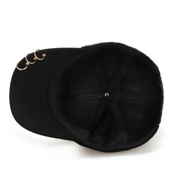 キャップ 帽子 メンズ 黒 韓国 リング ユニセックス レディース 3連 レディースの帽子(キャップ)の商品写真