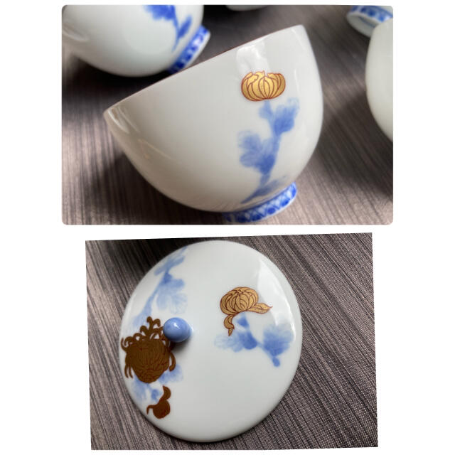 深川製磁 菊 金彩 茶器揃 急須 湯呑み 深川製磁 菊 金彩 茶器揃 急須 湯呑み