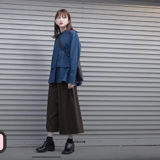 ユニクロ UNIQLO ウールブレンド ガウチョパンblack