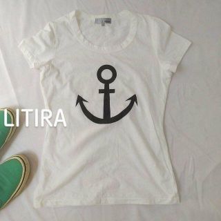 リティラ(LITIRA)のティラ　マリンデザイン　半袖　Tシャツ　白　綿素材　日本製　サイズ2(Tシャツ(半袖/袖なし))