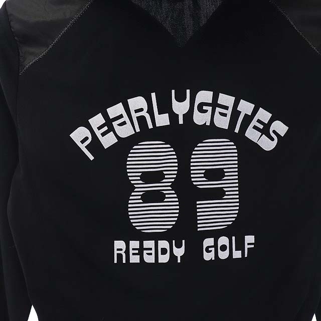 PEARLY GATES(パーリーゲイツ)のパーリーゲイツ ゴルフ パーカー 長袖 ハーフジップ 切替 フード 0 黒 レディースのトップス(パーカー)の商品写真