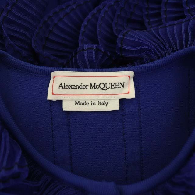 Alexander McQueen(アレキサンダーマックイーン)のアレキサンダーマックイーン フリルカーディガン ニット M 青 ブルー レディースのトップス(カーディガン)の商品写真