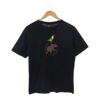 ハンティングワールド(HUNTING WORLD)のハンティングワールド Tシャツ カットソー 半袖 イラスト プリント 50 黒(Tシャツ/カットソー(半袖/袖なし))