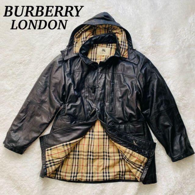 Burberry London】レザージャケット ラムレザー ノバチェック-