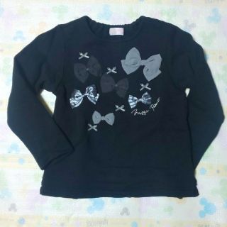 メゾピアノ(mezzo piano)の値下げ／mezzo piano【120㎝】立体リボン 裏起毛 トレーナー(Tシャツ/カットソー)