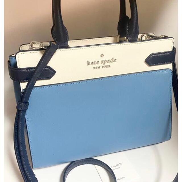 ケイトスペード medium satchel モスブルー系バッグ