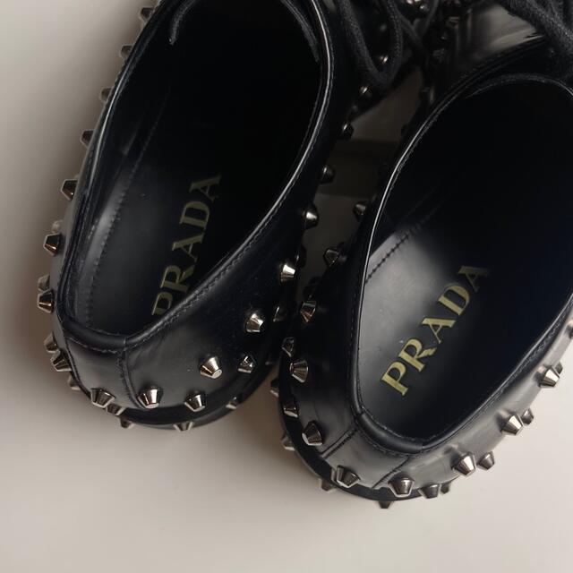 正規 prada スタッズ ダービーシューズ ローファー モノリス ブーツ