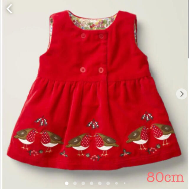 Boden(ボーデン)のmini boden ♡ ワンピース 赤 ベルベット 小鳥 クリスマス キッズ/ベビー/マタニティのベビー服(~85cm)(ワンピース)の商品写真