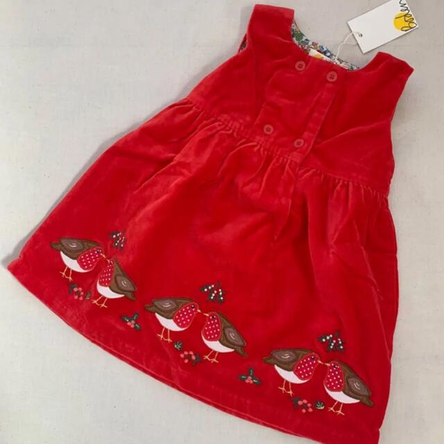 Boden(ボーデン)のmini boden ♡ ワンピース 赤 ベルベット 小鳥 クリスマス キッズ/ベビー/マタニティのベビー服(~85cm)(ワンピース)の商品写真