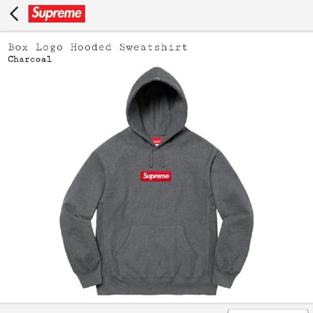 本日限定】Supreme Box Logo Hooded Charcoal L 海外ブランド 27540円