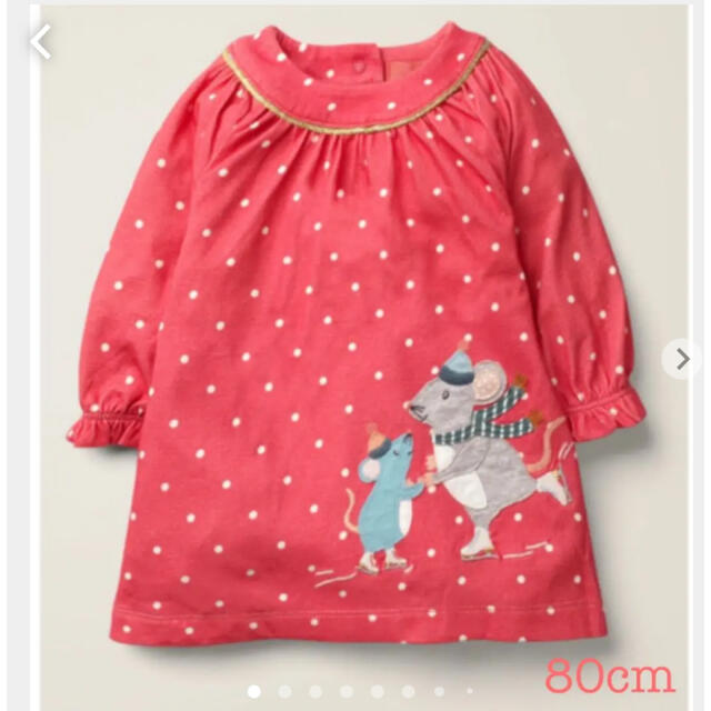 Boden(ボーデン)のmini boden ♡ ワンピース ドット ローズ ネズミ クリスマス キッズ/ベビー/マタニティのベビー服(~85cm)(ワンピース)の商品写真