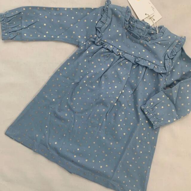 Boden(ボーデン)のmini boden ♡ ワンピース ペールブルー 星 ゴールド キッズ/ベビー/マタニティのベビー服(~85cm)(ワンピース)の商品写真