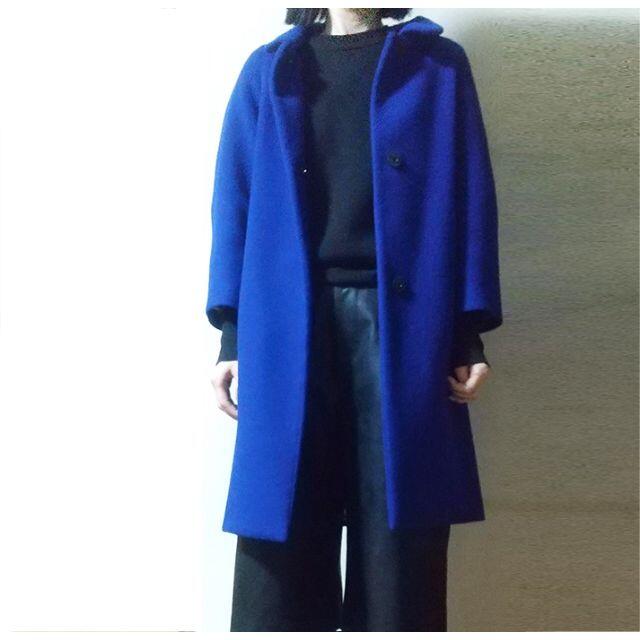 OPAQUE(オペーク)のOPAQUE 青 ウール コート レディースのジャケット/アウター(ロングコート)の商品写真