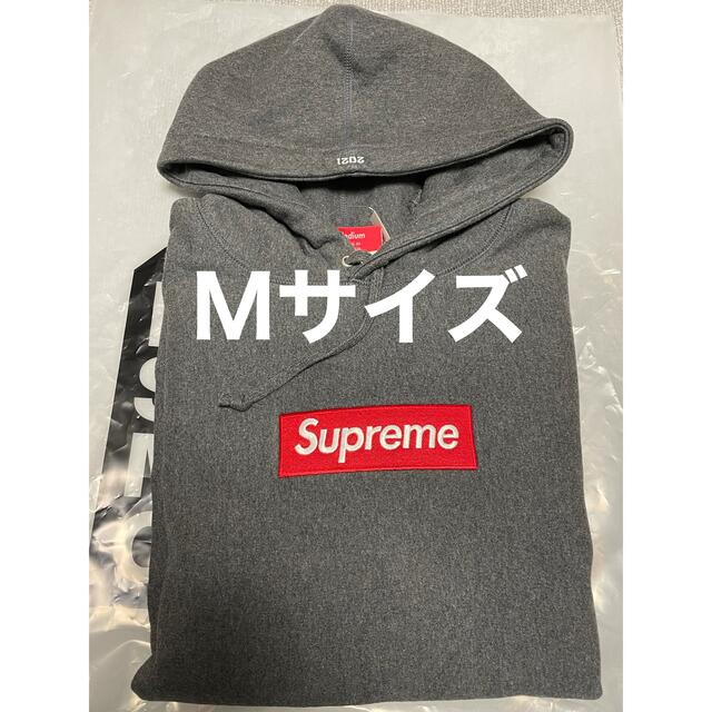 21fw L supreme box logo hooded パーカーチャコール