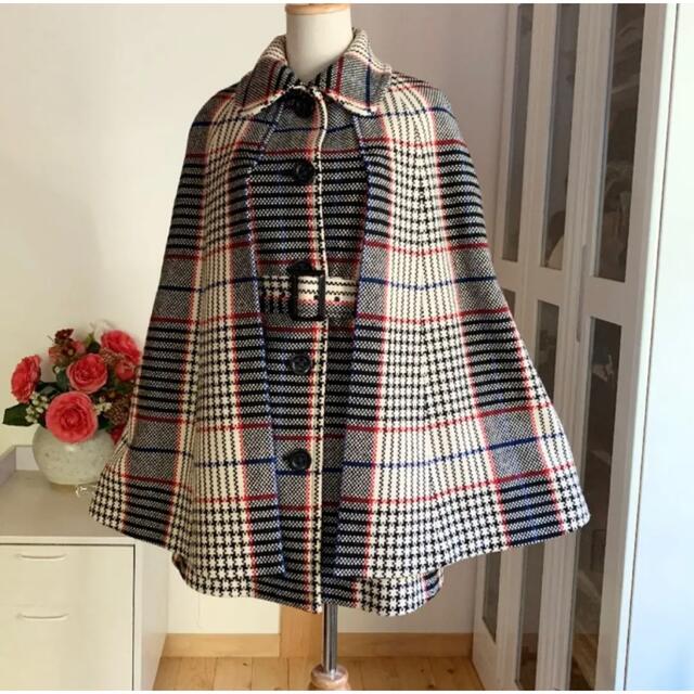 美品】Lois CRAYON ロイスクレヨン 英国チェック柄 ポンチョ ケープ