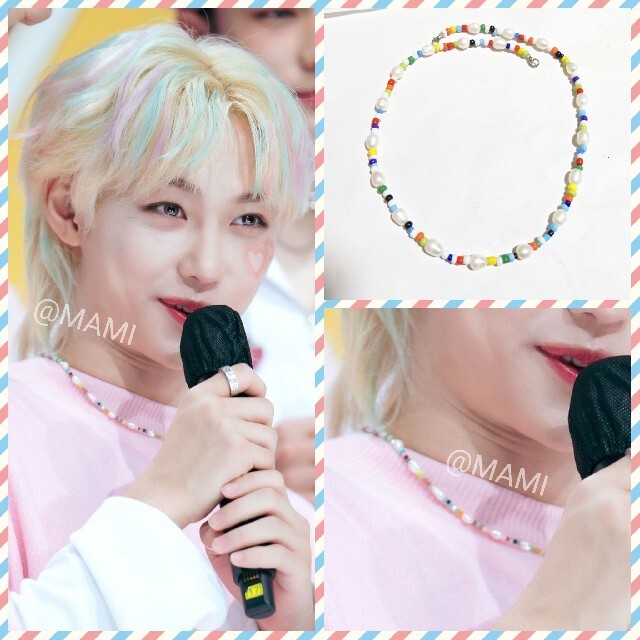 ♥️stray kids フィリックス ビーズ ネックレス ❤felix ピリ レディースのアクセサリー(ネックレス)の商品写真