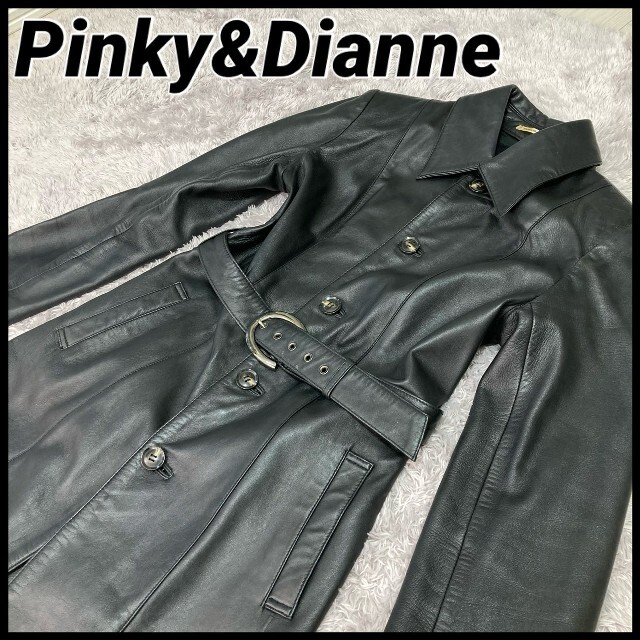 レディース【美品】　Pinky&Dianne  ロングコート ラムレザー　上品　上質　黒