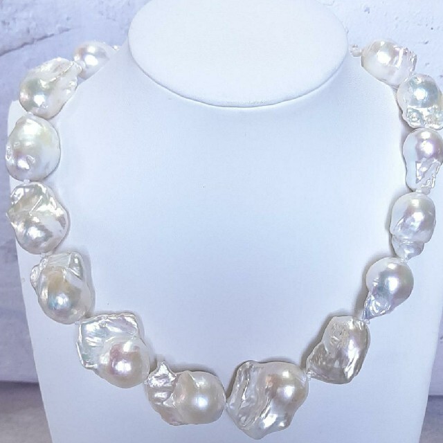 最高品質 (A021)  天然真珠 大粒 バロックパール ネックレス レディースのアクセサリー(ネックレス)の商品写真