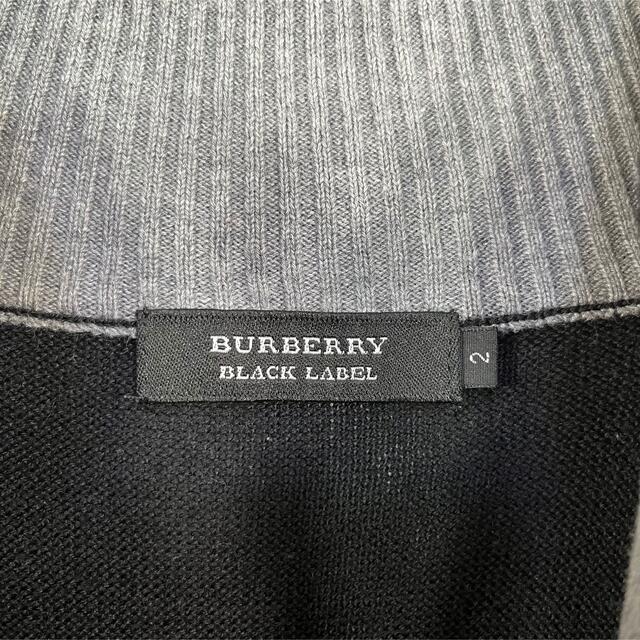 BURBERRY BLACK LABEL(バーバリーブラックレーベル)のバーバリーブラックレーベル　ドライバーズニット セーター　ナイト刺繍　黒　ジップ メンズのトップス(ニット/セーター)の商品写真