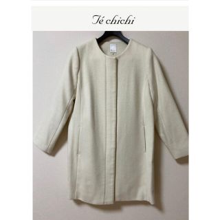 テチチ(Techichi)の【美品】テチチ　techichi　ノーカラーコート　オフホワイト(ノーカラージャケット)