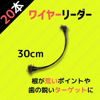 ワイヤーリーダー 20本 黒 タチウオ サゴシ 太刀魚 サワラ 30cm ライン(釣り糸/ライン)