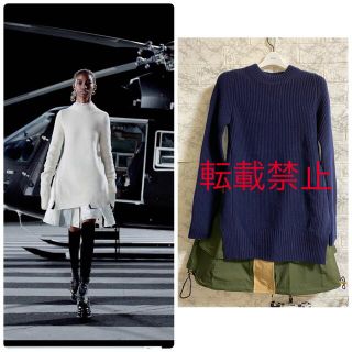 サカイ(sacai)のsacaiwoolknitGrosgraindress サカイニットドッキング(ひざ丈ワンピース)